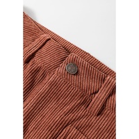 Brown High Waist Square Pockets Corduroy Pants - XL thumbnail