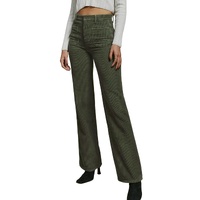 Azura Exchange Green High Waist Square Pockets Corduroy Pants - L thumbnail