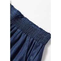 Sail Blue Side Pockets Frilled Smocked High Waist Wide Leg Jeans - S thumbnail