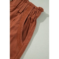 Red Dahlia Elastic Waist Pocketed Casual Straight Leg Pants - S thumbnail