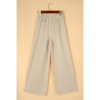 Khaki Stripe Print Wide Leg Drawstring Pants - XL thumbnail