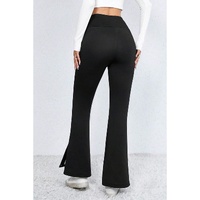 Black Thermal Lined Split Flare Leg Pants - M thumbnail