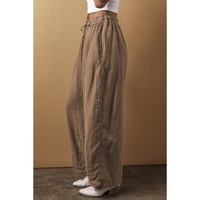 Desert Palm Cotton Linen Drawstring Waist Wide Leg Pants - M thumbnail