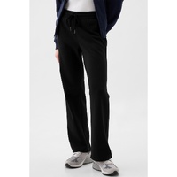Black Solid Color Fleece Lined Drawstring Waist Casual Pants - M thumbnail