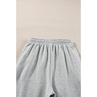 Light Grey Solid Color Fleece Lined Drawstring Waist Joggers - 2XL thumbnail