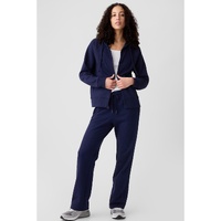 Navy Blue Solid Color Drawstring Waist Casual Straight Pants - L thumbnail