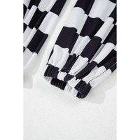 Black Checkerboard Elastic Waist Pocketed Joggers - S thumbnail