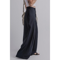 Dirty blue Dual Buttoned High Waist Pleated Wide Leg Pants - L thumbnail