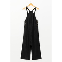 Black Solid Pocketed Loose Fit Corduroy Overall - XL thumbnail