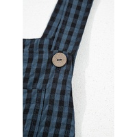 Sail Blue Plaid Print Buttoned Pocketed High Waist Overall - XL thumbnail