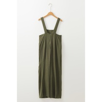 Jungle Green Solid Color Buttoned Straight Leg Overall - M thumbnail