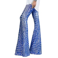 Blue Sequin Wide Leg Pants - L thumbnail