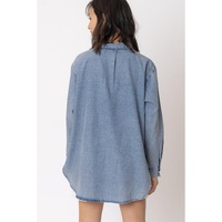 Sky Blue Vintage Washed Chest Pocket Denim Shirt - M thumbnail