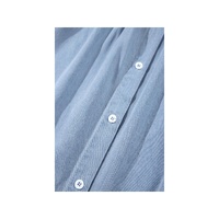 Beau Blue Frilly Pleated Button Back Retro Chambray Top - XL thumbnail
