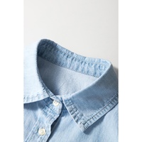 Light Blue Denim Collared Sleeveless Shirt - L thumbnail