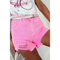 Rose Solid Color Distressed Denim Shorts - 10 US thumbnail