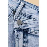 Light Blue Acid Wash Crossed Raw Edge Denim Shorts - 10 US thumbnail