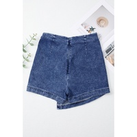 Sail Blue Acid Wash Asymmetric Twisted Wrapped Zipped Denim Skort - 4 US thumbnail
