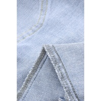 Sky Blue Ripped Tassel Bermuda Denim Shorts - S thumbnail