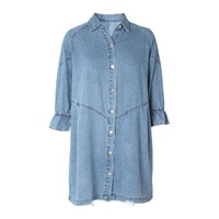 Azura Exchange Sky Blue Buttoned Long Sleeve Denim Mini Dress - M thumbnail