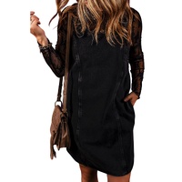 Black Sleeveless Shift Denim Dress - M thumbnail
