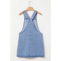 Beau Blue Wide Strap Button Front Pocketed Denim Mini Dress - XL thumbnail