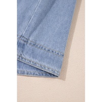 Beau Blue Lapel Neck Cap Sleeve High Waist Denim Babydoll Dress - L thumbnail