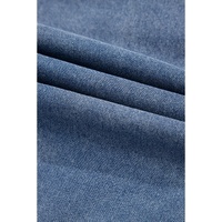Dusk Blue Ruffled Collared Side Pockets Puff Sleeve Denim Mini Dress - M thumbnail