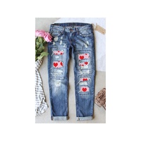Azura Exchange Heart Patchwork Distressed Jeans - 14 US thumbnail