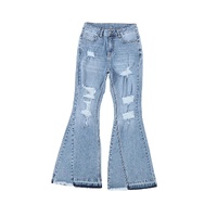 Azura Exchange Light Wash Distressed Flare Jeans - 10 US thumbnail