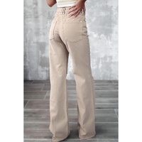 Khaki High Waist Ripped Wide-Leg Jeans - 12 US thumbnail