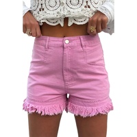 Pink Frayed Edge Mid Rise Denim Shorts - 10 US thumbnail