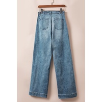 Dusk Blue Multi Buttons Medium Wash Straight Loose Leg Jeans - 10 US thumbnail