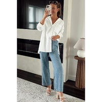 Myosotis Mineral Wash Drawstring Waist Loose Straight Denim Pants - 10 US thumbnail