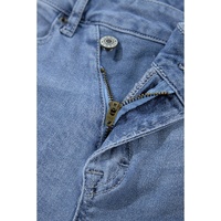 Dusk Blue High Rise Asymmetric Button Zip Fly Ripped Jeans - 12 US thumbnail