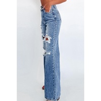 Ashleigh Blue Acid Wash Distressed Wide Leg High Waist Jeans - 12 US thumbnail