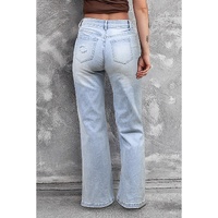 Beau Blue Vintage Light Wash Distressed Flare Jeans - 8 US thumbnail