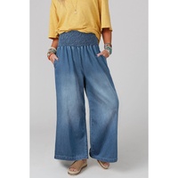 Ashleigh Blue Smocked Waist Wide Leg Jeans - S thumbnail