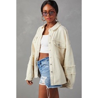 White Frayed Exposed Seam Denim Jacket - L thumbnail