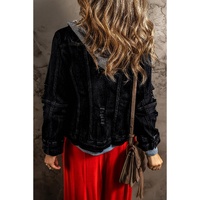 Black Fake Two-Piece Hooded Zip-Up Denim Jacket - 2XL thumbnail