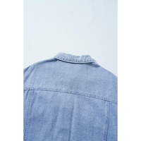 Khaki Plaid Patchwork Buttoned Oversized Denim Jacket - L thumbnail