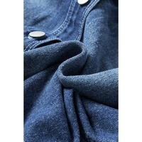 Sky Blue Light Wash Distressed Frayed Long Denim Jacket - S thumbnail