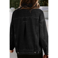 Black Washed Oversize Pocketed Denim Jacket - XL thumbnail