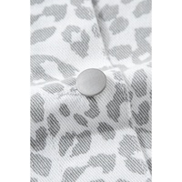 White Leopard Printed Flap Pocket Denim Jacket - XL thumbnail