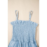 Beau Blue Spaghetti Strap Smocked Denim Romper - XL thumbnail