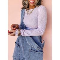 Dusk Blue Sleeveless U Neck Patched Pocket Denim Romper - L thumbnail
