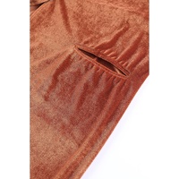 Brown Retro Velvet Long Sleeve Pocket Coat - M thumbnail