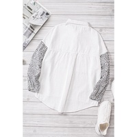 White Contrast Leopard Denim Jacket - XL thumbnail