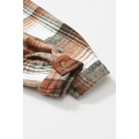 Brown Plaid Flap Pockets Shacket - 2XL thumbnail