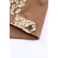 Brown Leopard Print Corduroy Long Sleeve Jacket - S thumbnail